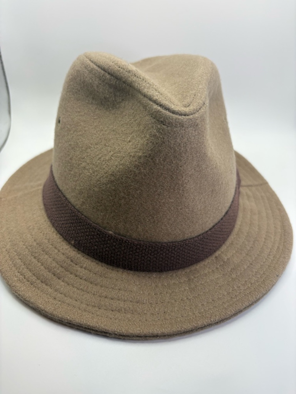 Vintage Harvard Custom Tailored Hat USA Union Made Medium Tan Safari